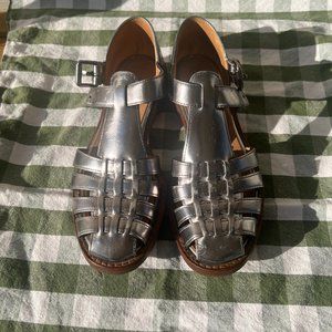 Church's Kelsey Sandal Misura | Silver Leather Peeptoe | Women's Size 5US 35EU